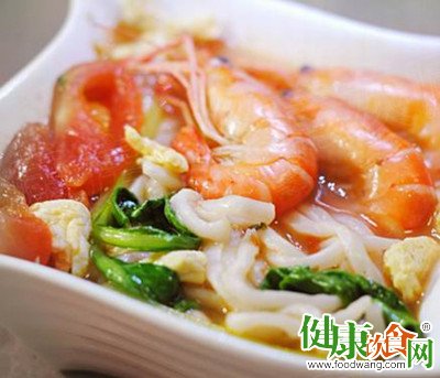 宝宝食谱:助长鲜虾面的做法